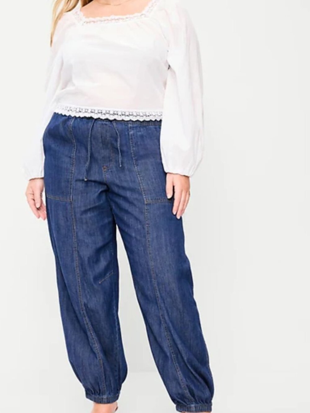 Mid-Rise Pull-On Utility Harem Denim Pants Size 3X